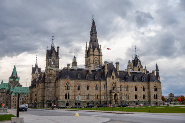 Ottawa, Ontario - October 20, 2022: View of the West Block on Parliament Hill.